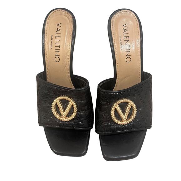 Valentino by Mario Valentino Venere Quilted Leather Sandals Size 7 Black - Picture 3 of 10